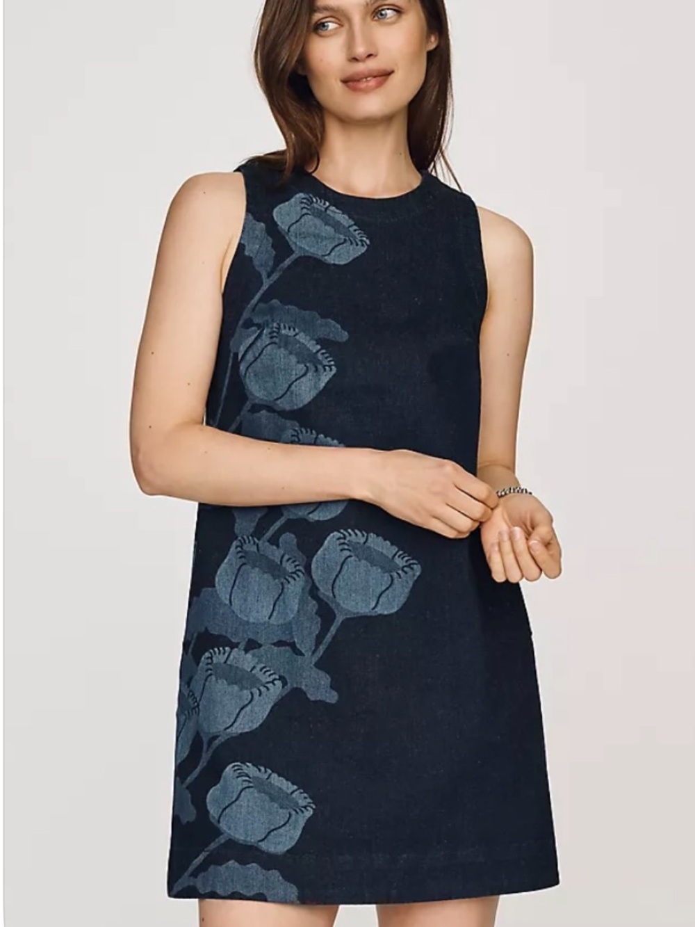 Anthropologie Maeve Emmy Sleeveless Denim Dress Large NWT